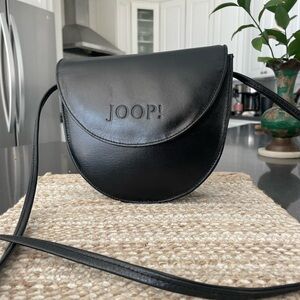 Joop! Vintage Black Leather Half-Moon Crossbody Bag
